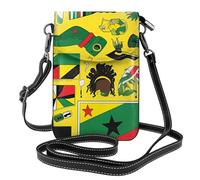 Jamaican Elements Sac en cuir à rabat pour téléphone portable, doux et imperméable, peut être utilisé comme portefeuille, avec une bandoulière amovible.