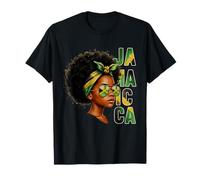 Jamaican Girl Jamaica Flag Proud Afro Jamaican Women T-Shirt