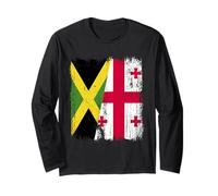 Jamaïque Géorgie Demi Drapeau Jamaïque Racines géorgiennes Manche Longue
