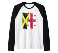 Jamaïque Géorgie Demi Drapeau Jamaïque Racines géorgiennes Manche Raglan