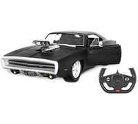 JAMARA 402117 Dodge Charger R/T 1970 1:16 Porte 2,4 GHz sous Licence Manuelle, intérieur détaillé, Peinture fidèle, Voiture RC télécommandée, Noir
