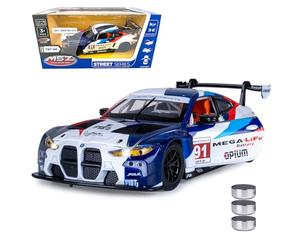 JAMARA 402625 BMW M4 GT3 Diecast 1:24 avec Piles Bouton - Jouet Miniature pour Enfants, idée Cadeau pour Enfants, Portes Ouverture/Fermeture Manuelle