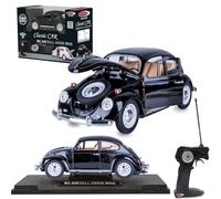 JAMARA 402700 VW Beetle RC Diecast 1:18 Noir 27 MHz Modèle Voiture Jouet radiocommandé Métal Modèle Miniature avec Télécommande Voitures Jouet Jouet Cadeau