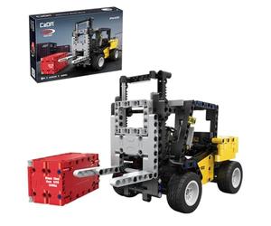 JAMARA 402885 CADA Chariot élévateur Briques - Véhicules de Chantier à partir de 8 Ans - Jouet Technique pour Enfants - Idée Cadeau pour Enfants - Véhicule en Blocs de Serrage - avec Feuille