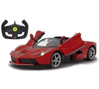 Jamara 405150 - Ferrari Laferrari Aperta 1: 14 Rouge Mode Drift - Ouverture Des Portes, Sous Licence Officielle, jusqu'à 1 Heure De Conduite, env. 9 Km/H, Éclairage Led, détails Parfaitement Reproduits, Intérieur Détaillé