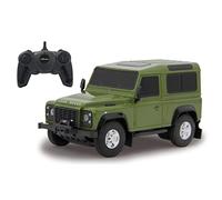 Jamara 405154 - Land Rover Defender 1:24 Vert -Voiture RC, sous Licence Officielle, Environ 1 Heure de Conduite, 9 Km/h, intérieur détaillé, Finition de Haute qualité, éclairage LED