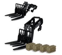 JAMARA 423286 Chargeur avant avec fourche avec 4 balles de foin pour tracteur RC 1:24S, pince à ballons, jouets pour tracteur RC 1:24S (405340), chargement avant manuel haut/bas