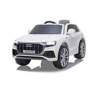 JAMARA 460201 Ride on Car Audi Q8 12 V - 1,5 Heure de Conduite, 2 Moteurs puissants, 2 Vitesses, SD, AUX, Port USB, klaxon, Son Moteur, Phare LED, indicateur de Tension de la Batterie, Blanc