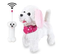 Jamara 460341 - Rc Peluche Chien Blanc/Rose 27MHz - Remue Sa Queue, Bouge Son Museau, Bouge Sa Tête