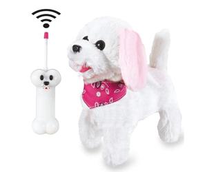 Jamara 460341 - Rc Peluche Chien Blanc/Rose 27MHz - Remue Sa Queue, Bouge Son Museau, Bouge Sa Tête