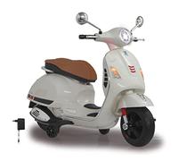 Jamara 460346 - Ride-On Vespa Blanc 12V - Puissant Moteur D'entraînement Et Batterie pour Une Longue Durée De Conduite, Port pour Carte Sd, Connexion aux Et Usb, Anneau En Caoutchouc Ultra-Grip sur Roue, Roues De Support, Phare LED