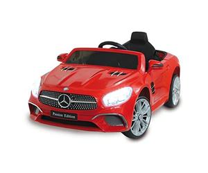 Jamara 460437 - Ride-on Mercedes-Benz SL 400 Rouge 12V - Démarrage sans Clé par Bouton, Logement Micro SD, AUX, USB, Lumière LED, Klaxon, Accu Puissant, Roues Ultra-Grip