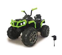 Jamara 460450 - Ride-on Quad Protector Vert 12V - Démarrage sans Clé par Bouton, 2 Vitesses, Klaxon et Son, Branchement Sources D‘Audio externs, Radio FM, Accu Puissant