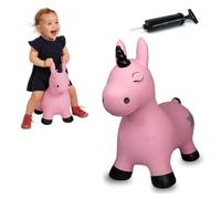 Jamara 460453 - Animal Sauteur Licorne Rose avec Pompe - Favorise Le Sens De L‘Équilibre, Oreilles d‘Animaux comme Support, résistant, Entretien Facile