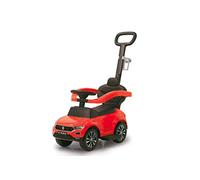 Jamara 460461 - Push-Car VW t-Roc 3in1 Rouge - Dispositif Anti-Bascule, Barre De poussée et de Maintien avec Fonction De Direction, Son, Klaxon, Dossier de Siege, Arceau de Sécurité Latéral