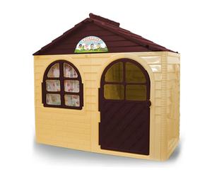 JAMARA 460499 Little Home Maison de Jeu en Plastique Robuste, Montage, système d'emboîtement Stable, Facile à Nettoyer, Convient pour l'intérieur et l'extérieur, Porte ou fenêtre, avec Rideaux, Beige
