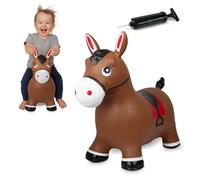 Jamara 460597 - Animal Sauteur Ceval Brun avec Pompe - Poids Jusqu’à 50 kg, Oreilles Servent de Support, Résistant, Entretien Facile, Favorise Le Sens de l’Equilibre