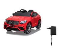 JAMARA 460649 - Ride-on Mercedes-Benz AMG GLC 63 S Coupé 12 V - 4 Roues motrices, 2 Vitesses, USB, 4 Moteurs puissants, essieu arrière à Ressort, indicateur de Tension de la Batterie, LED Rouge