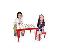 Jamara 460737 Easy Learning Ensemble de 3 chaises pour Enfant en Plastique Robuste, Convient pour l'intérieur et l'extérieur, Bords arrondis, démontable et Table avec Images d'apprentissage, Rouge