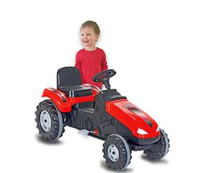 JAMARA 460835 Big Wheel Tracteur à pédale, Protection Anti-basculement, jusqu'à 60 kg, système de Volant Fluide, klaxon, siège réglable, Capot ouvrable, attelage de remorque