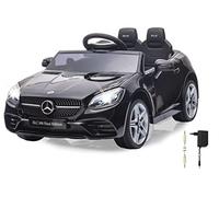 JAMARA 461802 Ride-on Mercedes-Benz SLC Batterie puissante 12 V pour longue durée de conduite, indicateur de niveau de batterie, phare LED, anneaux en caoutchouc ultra antidérapants, connecteur auxiliaire, USB, noir
