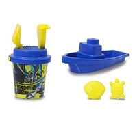 JAMARA Batman 410134 Lot de 7 seaux à Sable Bateau et Seau sous Licence Officielle Seau, Pelle, râteau, 2 moules, Bateau, passoire à Sable