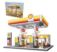 JAMARA CADA Shell 402857 Station-Service avec Briques pour Enfants à partir de 14 Ans, idée Cadeau pour Enfants, Blocs de Serrage, favorise la motricité Fine, Les Portes manuelles