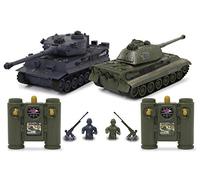 JAMARA Char Tiger Battle Set 2,4 GHz - Mode Bataille avec indicateur de dégâts simulé (Panne d'entraînement, incapacité de Combat et de Conduite), extrêmement maniable, feu de Canon, feu de