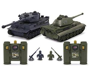 JAMARA Char Tiger Battle Set 2,4 GHz - Mode Bataille avec indicateur de dégâts simulé (Panne d'entraînement, incapacité de Combat et de Conduite), extrêmement maniable, feu de Canon, feu de