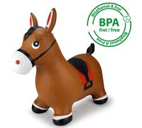 Jamara 460597 - Animal Sauteur Ceval Brun avec Pompe - Poids Jusqu’à 50 kg, Oreilles Servent de Support, Résistant, Entretien Facile, Favorise Le Sens de l’Equilibre