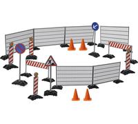 Jamara Construction Site Set - 38 pcs Playset with Barriers, Pylons, Signs, Beac