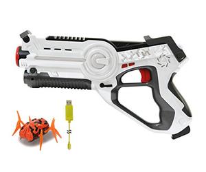 Jamara - Impulse Laser Bug Hunt Set Blanc/Orange - Technologie Laser Tag Infrarouge, Détection De Frappes À Haute Précision, 4 Types D'armes, Tirs Et Rechargements réalistes, Mode Démo, 410065