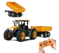 JAMARA JCB Fastrac Tracteur avec remorque basculante 1:24 2,4 GHz - 2 Roues motrices, pneus en Caoutchouc profilés, lumière LED, Agriculture