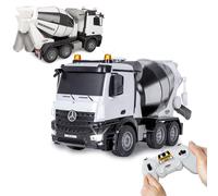JAMARA Mercedes-Benz Arocs Liebherr 1:20 2,4 GHz - Licence Officielle - Son d'avertissement de recul - 4 Roues motrices - Pneus en Caoutchouc profilés - Lumière LED - Tambour mélangeur Rotatif avec