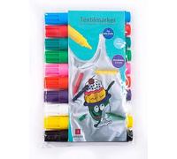 Jamasia 999202-1 Lot de 2 x 10 marqueurs textiles pour peinture sur tissu, 20 crayons de peinture pour tissu dans un étui, crayons textiles avec épaisseur de trait de 2 à 5 mm, 20 crayons de peinture