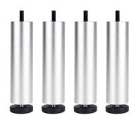 Jambes de Table 25cm M8, Lot de 4 Pied de Table Reglable Pattes Meuble Ronds Pied Cuisine Alliage d'Aluminium | Anodisé Pieds d'Armoire Hauteur: 6-25cm Jambes Canapé Pattes de Chaise Lit 25cm/9.8"