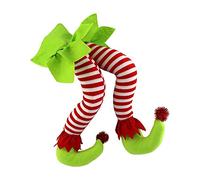 Jambes d'elfe pour décorations de Noël, 40 x 30 cm, jambe d'elfe de Noël en peluche coincée dans l'arbre, jambe d'elfe du Père Noël en peluche pour couronnes de cheminée, décoration d'arbre de voitur