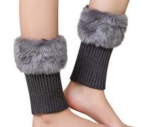 Jambière Guêtres Hiver Femme Fille Guêtres Fausse Fourrure Chaudes Chauffe-chevilles au crochet courtes Leg Warmers Legging Manchette Laine Tricoté Chaussettes de neige protège-chevillères Douces