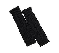 Jambières chaudes en laine tricotée, couverture de bottes en losange de longueur moyenne, couvre-pieds d'hiver, chaussettes en poils noir pour homme, Noir , taille unique