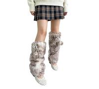 Jambières en fourrure Y2K, jambières pelucheuses esthétiques avec élan Therian Stuff Accessoires de Noël, jambières léopard 40,6 cm, Imprimé cerf - Blanc, taille unique