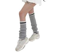 Jambières en tricot côtelé vintage à double rayure pour étudiant, couvre-bottes, poignets extensibles, longues chaussettes pour femmes, Soot, taille unique