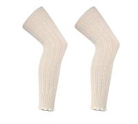 Jambières longues en laine d'alpaga naturelle pour femme, mélange de laine d'agneau et d'alpaga Jambières côtelées, chevillières - Taille unique - Hiver de luxe (Crème)