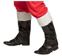 Boland 13397 - Jambières de bottes Père Noël, noir et blanc, couvre-chaussures et bottes, Saint-Nicolas, costume, carnaval, fête à thème