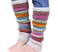 Jambières pour femme 100 % laine tricotée à la main Motif pois Multicolore Coupe classique Fait main Pachamama Extra chaud, Multicolore, taille unique