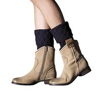 Jambières pour femme en laine tricotée - Jambières courtes avec maille en losange - Chaussettes de ski, Marine, taille unique