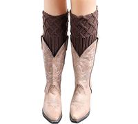 Jambières pour femme en laine tricotée - Jambières courtes avec maille losange - Chaussettes de ski, café, taille unique