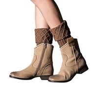 Jambières pour femme en laine tricotée - Jambières courtes avec maille losange - Chaussettes de ski, kaki, taille unique