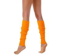 Jambières pour femmes 2026 années 80 90 chaussettes côtelées fluo accessoires élégants en laine fluorescente colorée tricotée manches chaussettes, Orange, Taille unique
