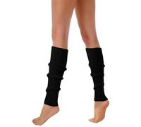 Jambières pour femmes années 80 et 90, chaussettes côtelées néon, accessoires élégants, manches tricotées en laine fluorescente colorée (Black, One Size)