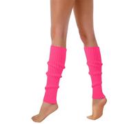 Jambières pour femmes des années 2024 à 80 et 90 - Chaussettes côtelées fluo - Accessoires élégants - En laine fluorescente colorée - Chaussettes tricotées pour homme, rose vif, taille unique